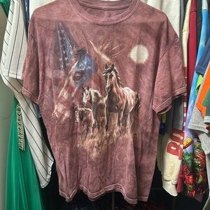 Men’s medium patriotic western horse animal print graphic tee tie dye
